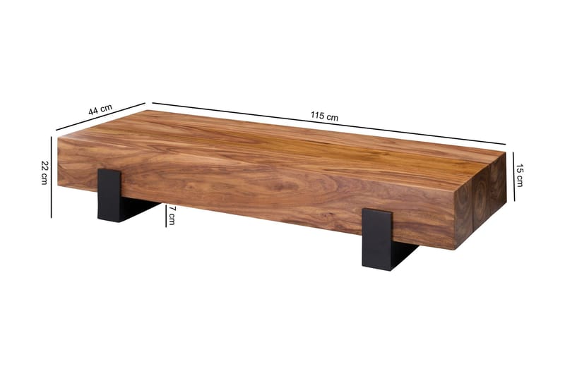 Soffbord Fuks 115 cm Runt - Massivt Trä/Valnötsbrun/Svart - Möbler - Bord & matgrupp - Soffbord