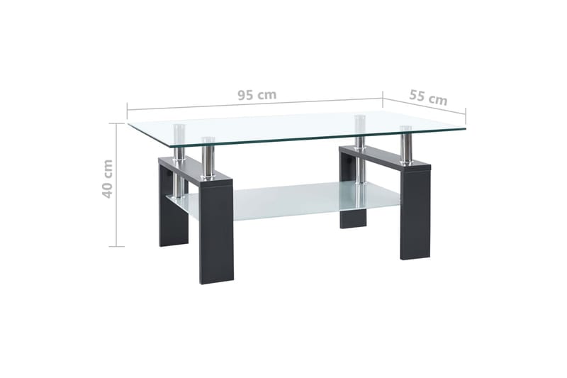 Soffbord grå och transparent 95x55x40 cm härdat glas - Grå/Glas - Möbler - Bord & matgrupp - Soffbord