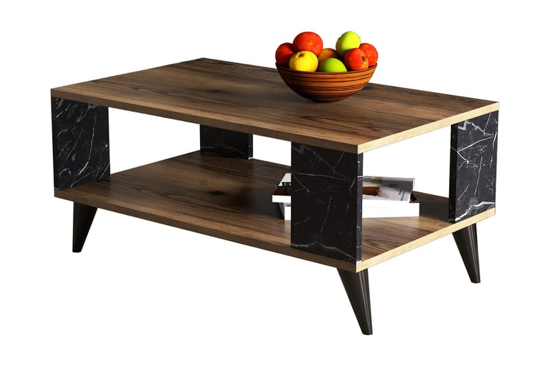 Soffbord Grazen 90x54x90 cm - Mörkbrun - Soffbord med förvaring - Soffbord med hjul - Höj och sänkbart soffbord - Klaffbord & hopfällbart bord - Marmorbord - Soffbord