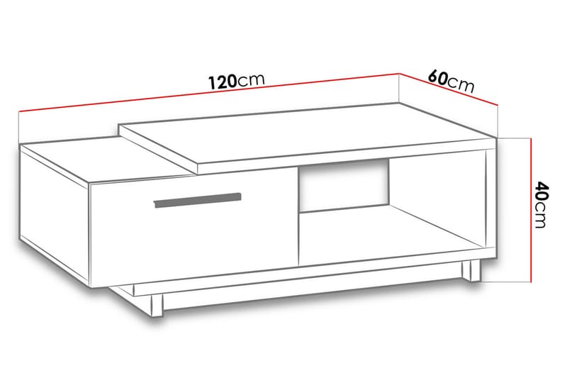 Soffbord Idelle 120 cm med Förvaring Låda + Hylla - Natur/Svart - Möbler - Bord & matgrupp - Soffbord