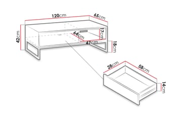 Soffbord Kahambwe 120 cm med Förvaring Låda + Hylla - Natur/Svart - Möbler - Bord & matgrupp - Soffbord