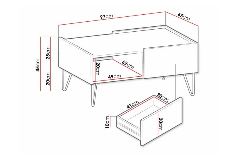 Soffbord Klinkerville 65 cm - Vit - Möbler - Bord & matgrupp - Soffbord