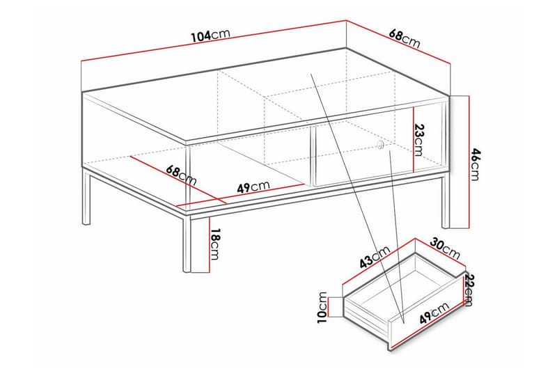 Soffbord Klinkerville 68,1 cm - Vit - Möbler - Bord & matgrupp - Soffbord