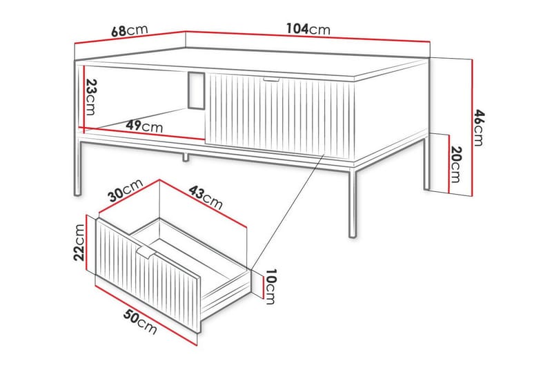 Soffbord Klinkerville 68 cm - Vit - Möbler - Bord & matgrupp - Soffbord