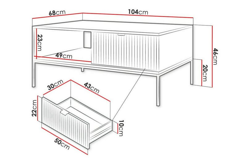 Soffbord Klinkerville 68 cm - Vit - Möbler - Bord & matgrupp - Soffbord