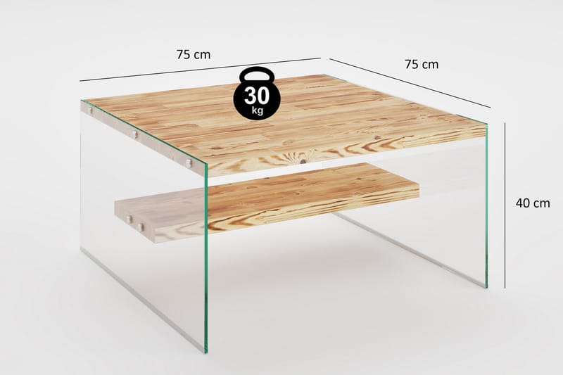 Soffbord Kruisland 75 cm - Natur/Glas - Möbler - Bord & matgrupp - Soffbord