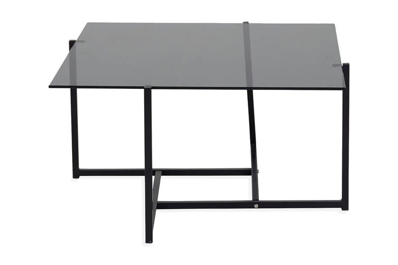 Soffbord Lambros 80 cm Rökigt Glas - Svart/Grå - Soffbord med hjul - Höj och sänkbart soffbord - Soffbord med förvaring - Klaffbord & hopfällbart bord - Marmorbord - Soffbord