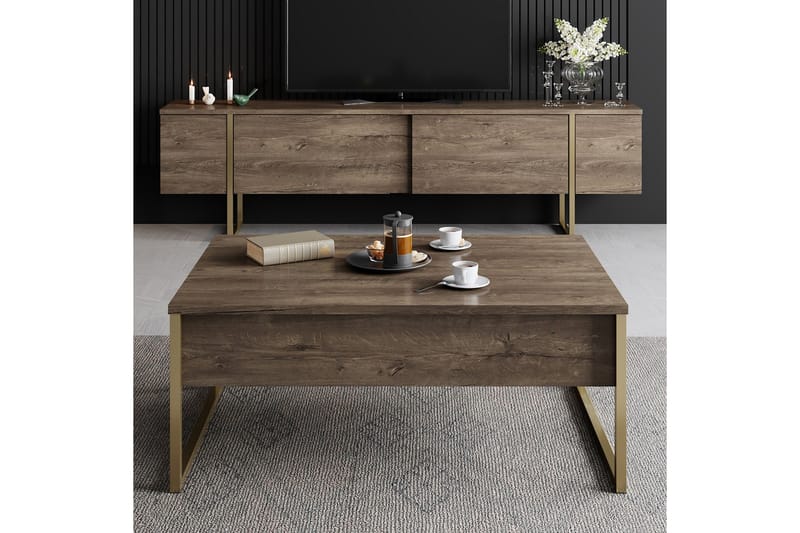 Soffbord Luxe 90x40 cm Brun/Guld - Hanah Home - Möbler - Bord & matgrupp - Soffbord