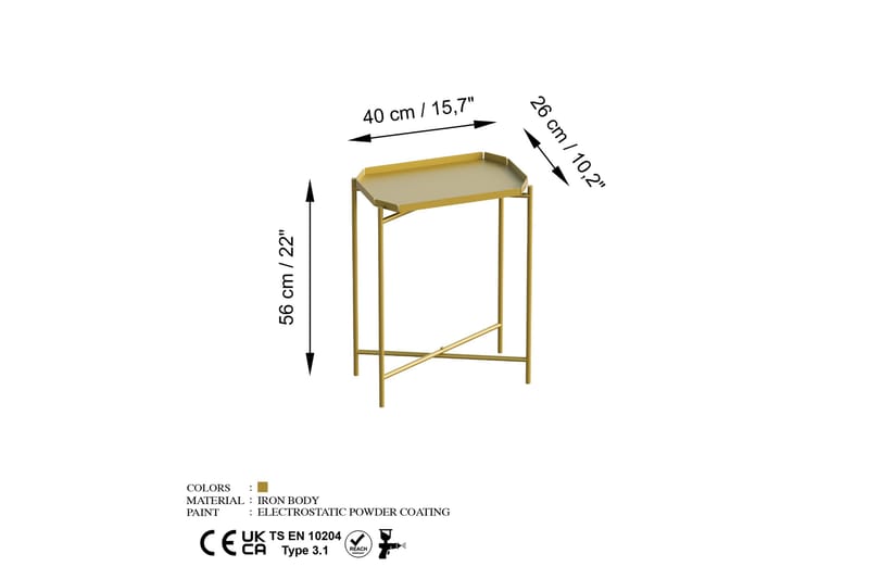 Soffbord Mamta 26 cm - Guld - Möbler - Bord & matgrupp - Soffbord