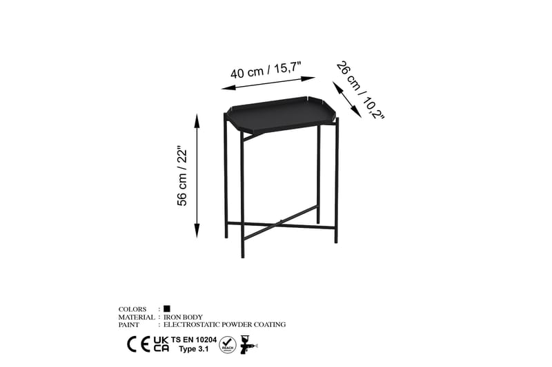 Soffbord Mamta 26 cm - Svart - Möbler - Bord & matgrupp - Soffbord