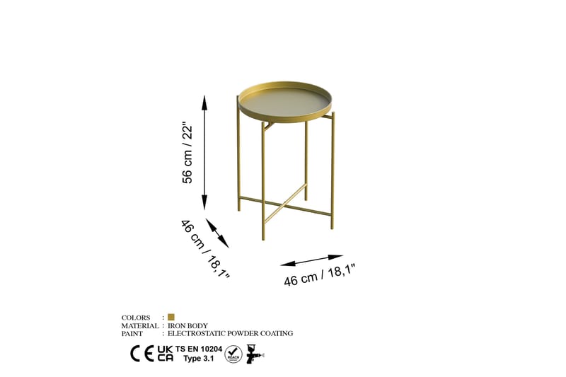 Soffbord Mamta 46 cm - Guld - Möbler - Bord & matgrupp - Soffbord