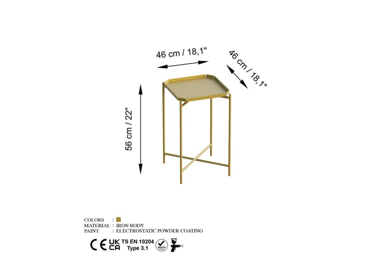 Soffbord Mamta 46 cm - Guld - Möbler - Bord & matgrupp - Soffbord