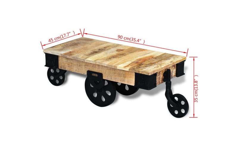 Soffbord med hjul industriell stil mangoträ - Brun - Möbler - Bord & matgrupp - Soffbord - Soffbord med hjul