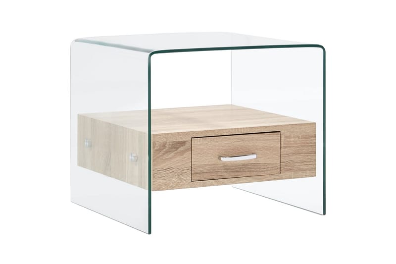Soffbord med låda 50x50x45 cm härdat glas - Transparent - Soffbord