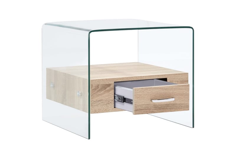 Soffbord med låda 50x50x45 cm härdat glas - Transparent - Soffbord