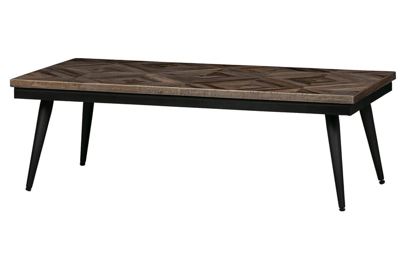 Soffbord Mibelle 120 cm - Teak/Svart Järn - Soffbord med hjul - Höj och sänkbart soffbord - Soffbord med förvaring - Klaffbord & hopfällbart bord - Marmorbord - Soffbord