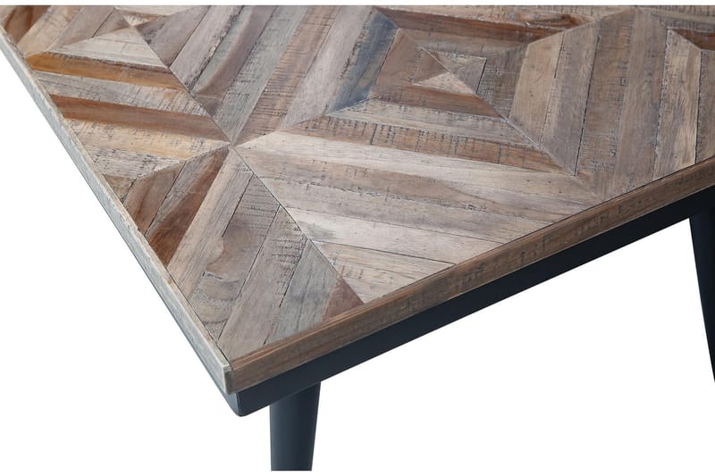 Soffbord Mibelle 120 cm - Teak/Svart Järn - Soffbord med hjul - Höj och sänkbart soffbord - Soffbord med förvaring - Klaffbord & hopfällbart bord - Marmorbord - Soffbord