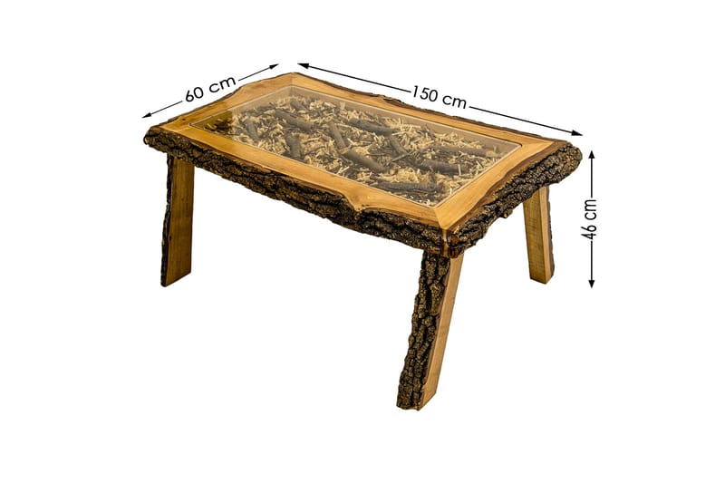 Soffbord Miyola 150 cm - Glas/Natur/Brun - Möbler - Bord & matgrupp - Soffbord