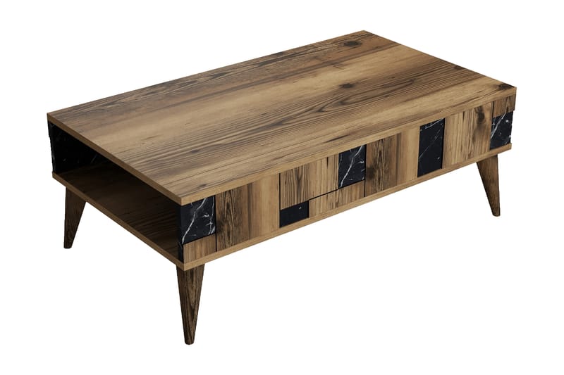 Soffbord Moyano 105 cm - Mörkbrun/Svart - Soffbord med förvaring - Soffbord med hjul - Höj och sänkbart soffbord - Klaffbord & hopfällbart bord - Marmorbord - Soffbord