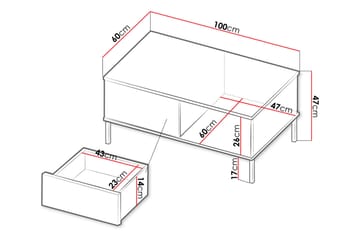 Soffbord Quertas 100 cm med Förvaring Hylla + Låda - Svart - Möbler - Bord & matgrupp - Soffbord