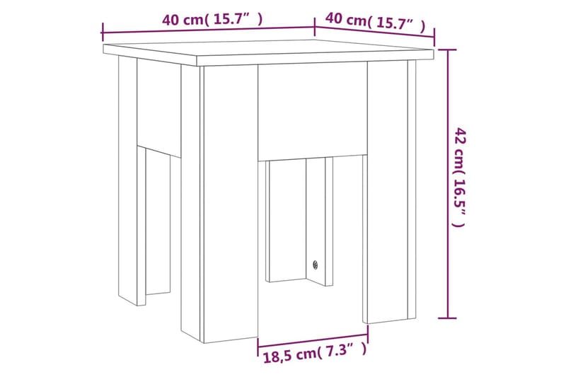 Soffbord rökfärgad ek 40x40x42 cm spånskiva - Brun - Möbler - Bord & matgrupp - Soffbord