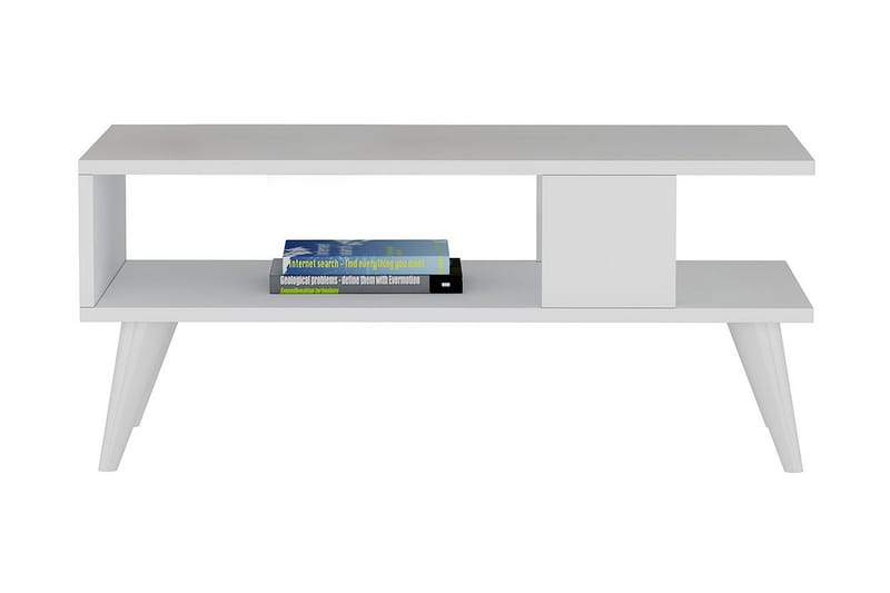 Soffbord Razotaji 90x40x90 cm - Vit - Soffbord med hjul - Höj och sänkbart soffbord - Soffbord med förvaring - Klaffbord & hopfällbart bord - Marmorbord - Soffbord