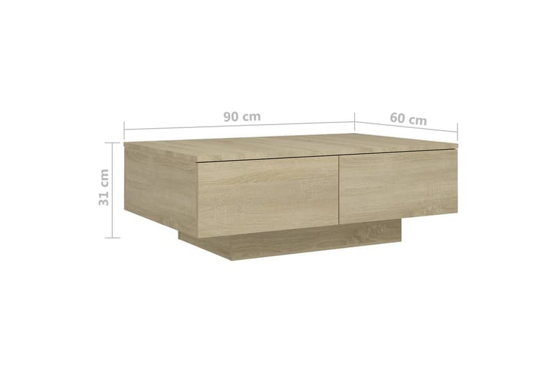 Soffbord sonoma-ek 90x60x31 cm spånskiva - Brun - Möbler - Bord & matgrupp - Soffbord