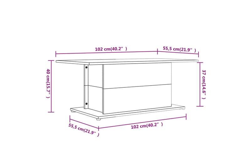 Soffbord svart 102x55,5x40 cm spånskiva - Svart - Möbler - Bord & matgrupp - Soffbord