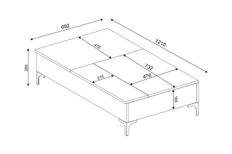 Soffbord Tessie 121 cm Höj- och Sänkbar med Förvaring - Valnötsbrun - Möbler - Bord & matgrupp - Soffbord