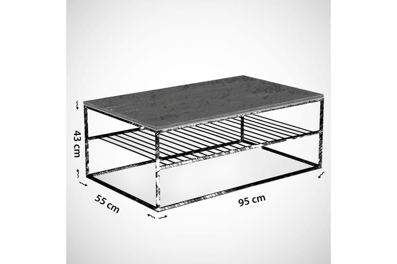 Soffbord Ubbeboda 95 cm med Förvaring Hyllor Ribbor - Vit/Svart - Möbler - Bord & matgrupp - Soffbord