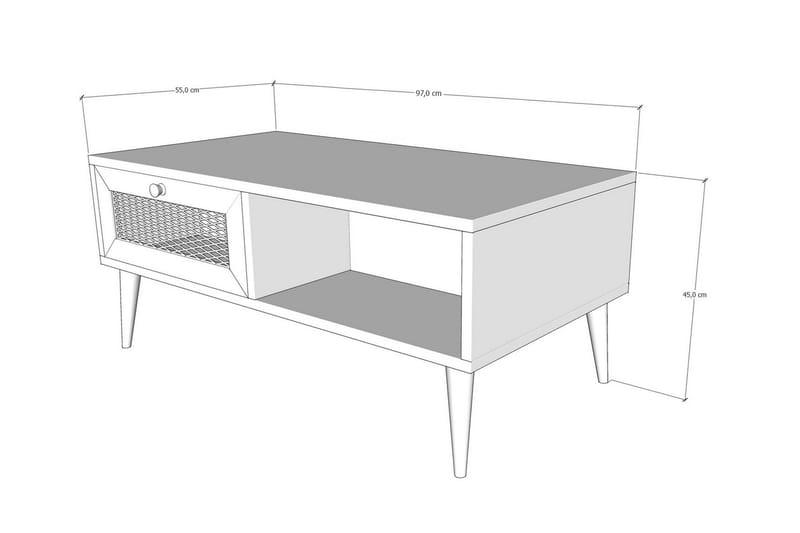 Soffbord Vergale 97 cm med Förvaring Hylla + 2 Lådor - Natur - Möbler - Bord & matgrupp - Soffbord