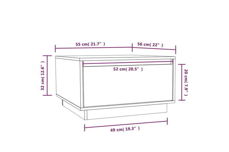 Soffbord vit 55x56x32 cm massiv furu - Vit - Möbler - Bord & matgrupp - Soffbord