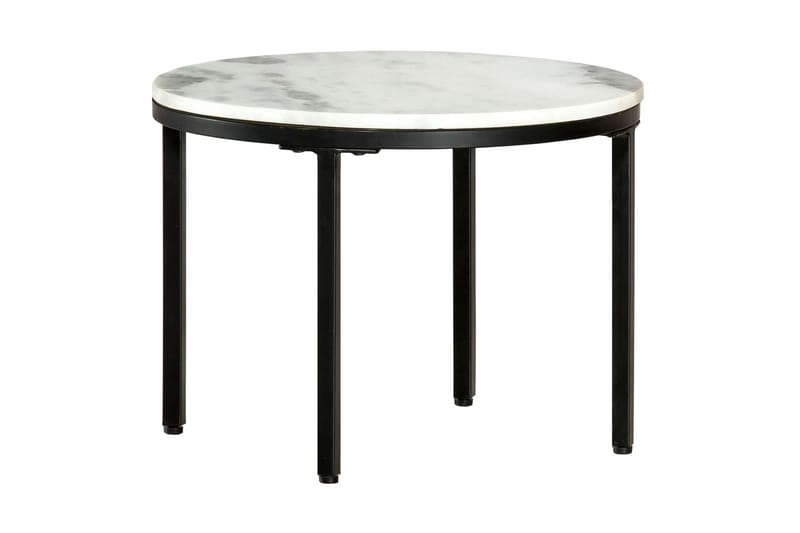 Soffbord vit och svart Ã˜50 cm massiv äkta marmor - Vit - Marmorbord - Soffbord