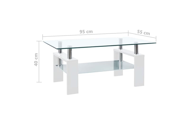 Soffbord vit och transparent 95x55x40 cm härdat glas - Vit/Glas - Möbler - Bord & matgrupp - Soffbord