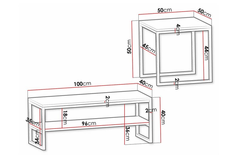 Soffbord Wardner 50 cm - Svart - Möbler - Bord & matgrupp - Soffbord