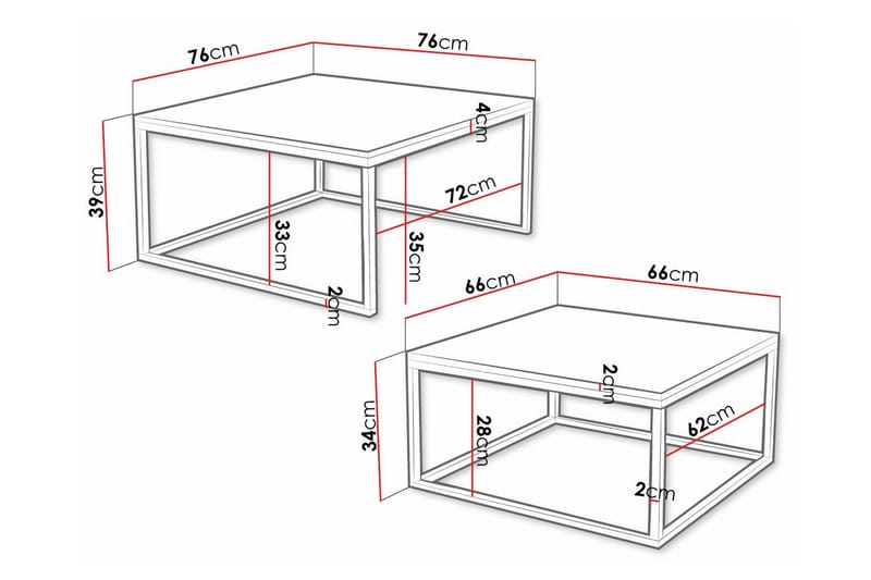 Soffbord Wardner 76 cm - Svart - Möbler - Bord & matgrupp - Soffbord