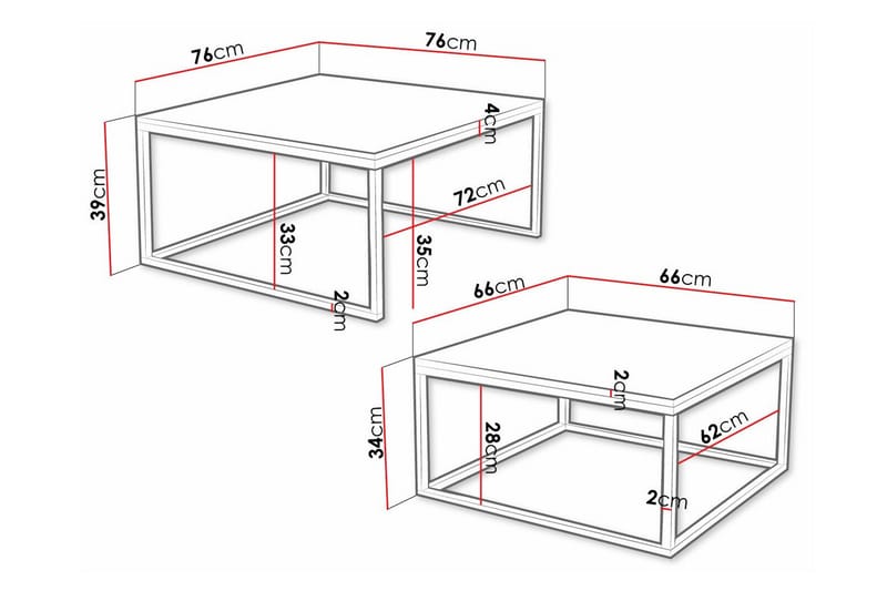 Soffbord Wardner 76 cm - Vit - Möbler - Bord & matgrupp - Soffbord