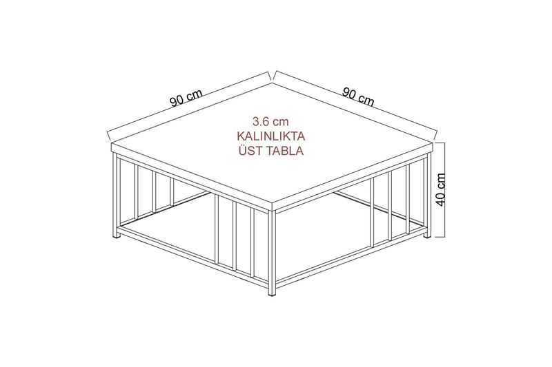 Soffbord Zenn 90x90 cm Vit/Guld - Hanah Home - Möbler - Bord & matgrupp - Soffbord