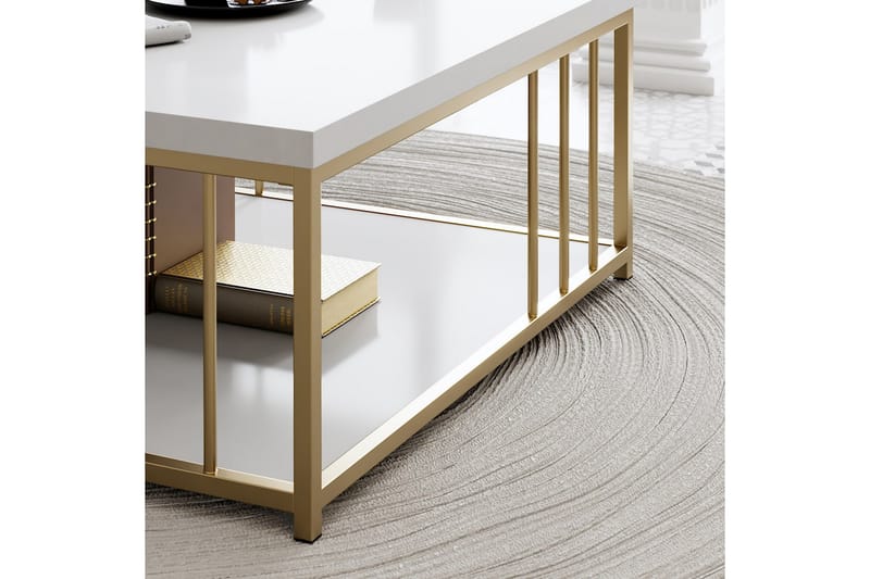 Soffbord Zenn 90x90 cm Vit/Guld - Hanah Home - Möbler - Bord & matgrupp - Soffbord