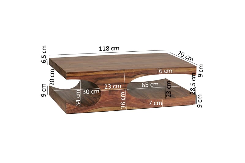 Soffbord Penedo 118 cm med Förvaring Hyllor - Massivt Trä - Möbler - Bord & matgrupp - Soffbord