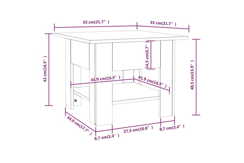 Soffbord sonoma-ek 55x55x42 cm spånskiva - Brun - Möbler - Bord & matgrupp - Soffbord