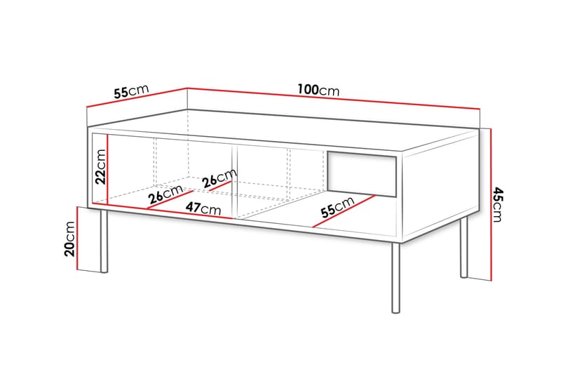 Soffbord Soublet 100 cm - Svart - Möbler - Bord & matgrupp - Soffbord