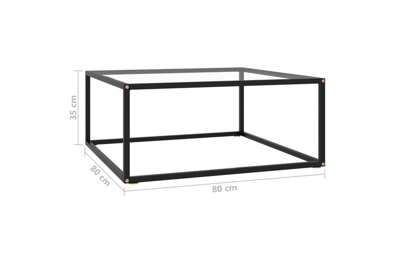 Soffbord svart med härdat glas 80x80x35 cm - Svart - Möbler - Bord & matgrupp - Soffbord