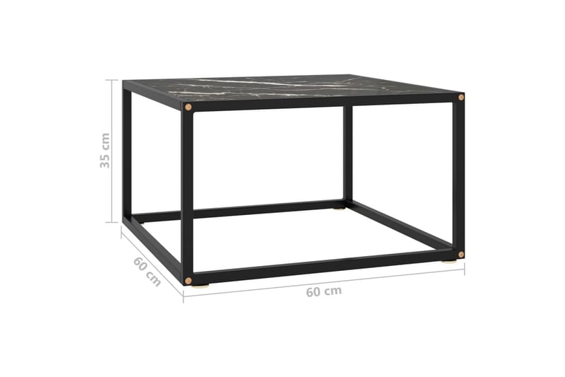 Soffbord svart med svart marmor glas 60x60x35 cm - Svart - Möbler - Bord & matgrupp - Soffbord