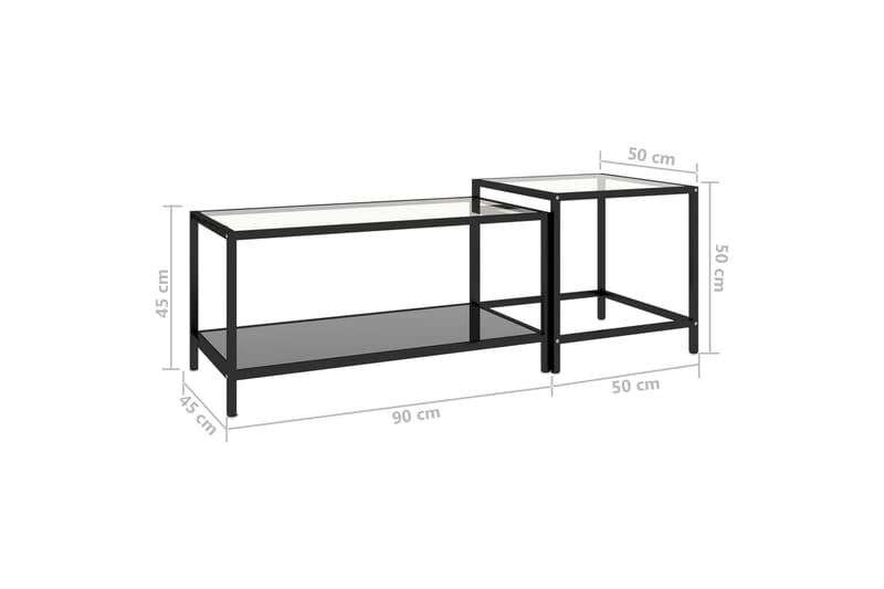Tebord 2 st svart härdat glas - Svart/Glas - Möbler - Bord & matgrupp - Soffbord