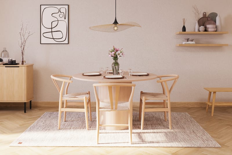 Uppveda Matgrupp 130 cm Rund med 4 Dezuid Matstol - Beige - Möbler - Bord & matgrupp - Matgrupp