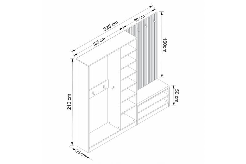 Hallmöbelset Cambrian - Vit - Möbler - Hallmöbler - Möbelset för hall & entre