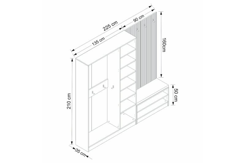 Hallmöbelset Hew - Antracit - Möbler - Hallmöbler - Möbelset för hall & entre