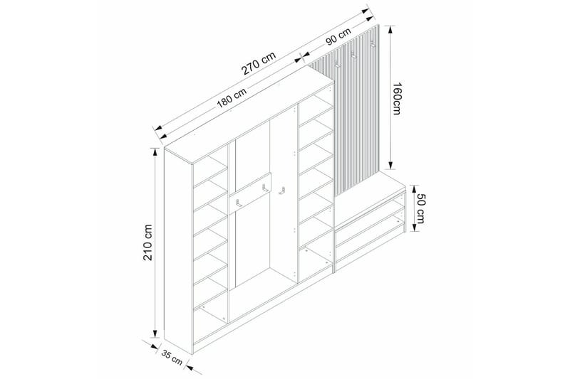 Hallmöbelset Hew - Vit - Möbler - Hallmöbler - Möbelset för hall & entre