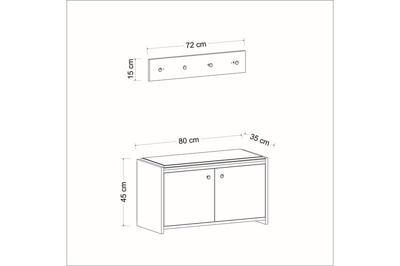 Hallmöbelset Ostwerwal Vit - Hanah Home - Möbler - Hallmöbler - Möbelset för hall & entre